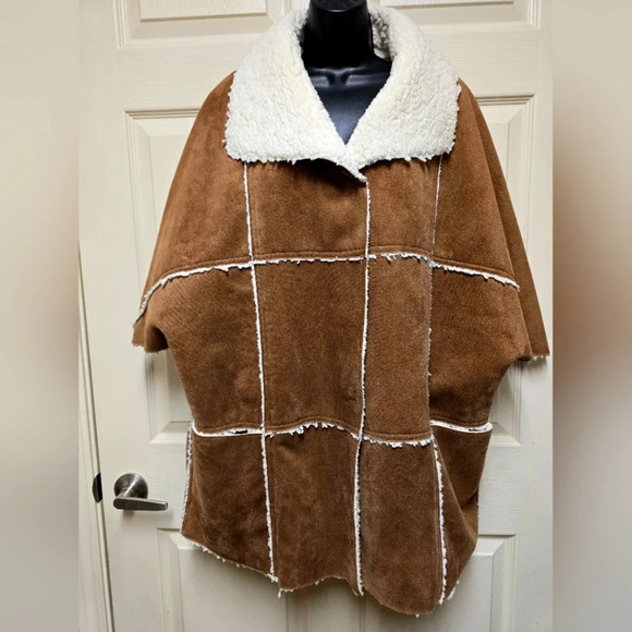 Chico’s Poncho Cape Jacket Sherpa Sz8/10 - Picture 4 of 17